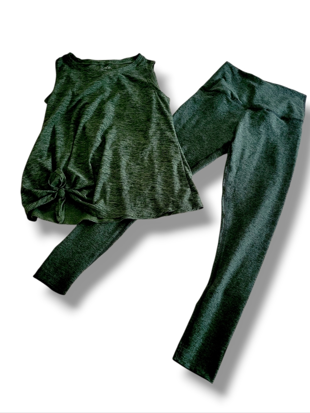 Herizon | EUC Dark Marled Green Activewear Tank/Leggings Bundle (SIZE S)